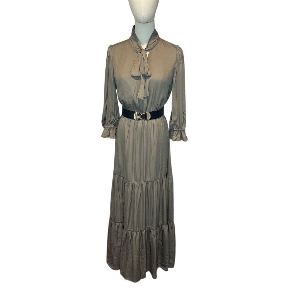 Skies Are Blue Women's S Olive Green Maxi Dress w/ Belt Formal
